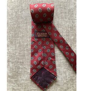 Jos A Bank Silk Tie Mens Necktie 3.5x58.5 Red Paisley Formal Office